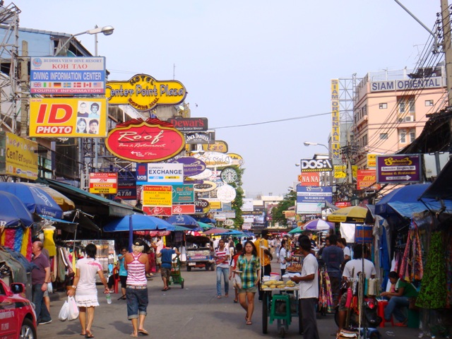 Khao San - scooter rental area in Bangkok